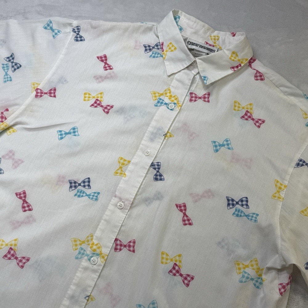 Cathy Daniels Women's Sz L  XL AOP VTG Beachy Coastal Vacation Button Up Top
